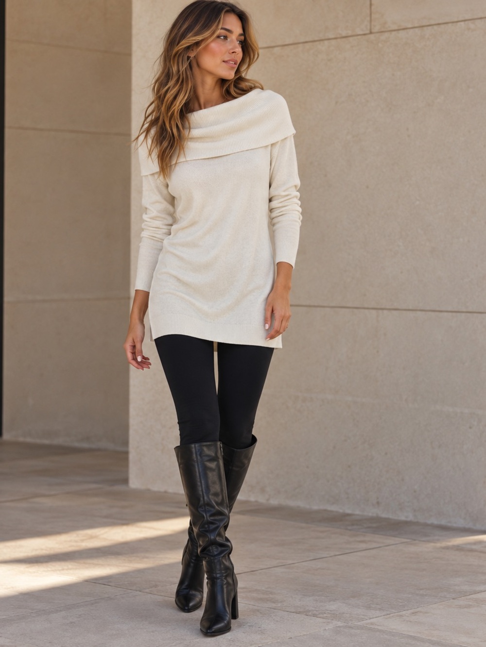 ☕️MAKE OFFER NWT French Connection winter white cowl neck Bambi Tunic Sweater M
